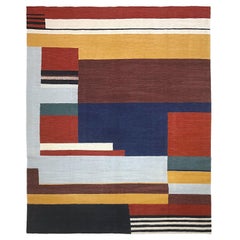 Anatolian Kelim, Bauhaus Design, Wool, Vibrant Geometric Colors