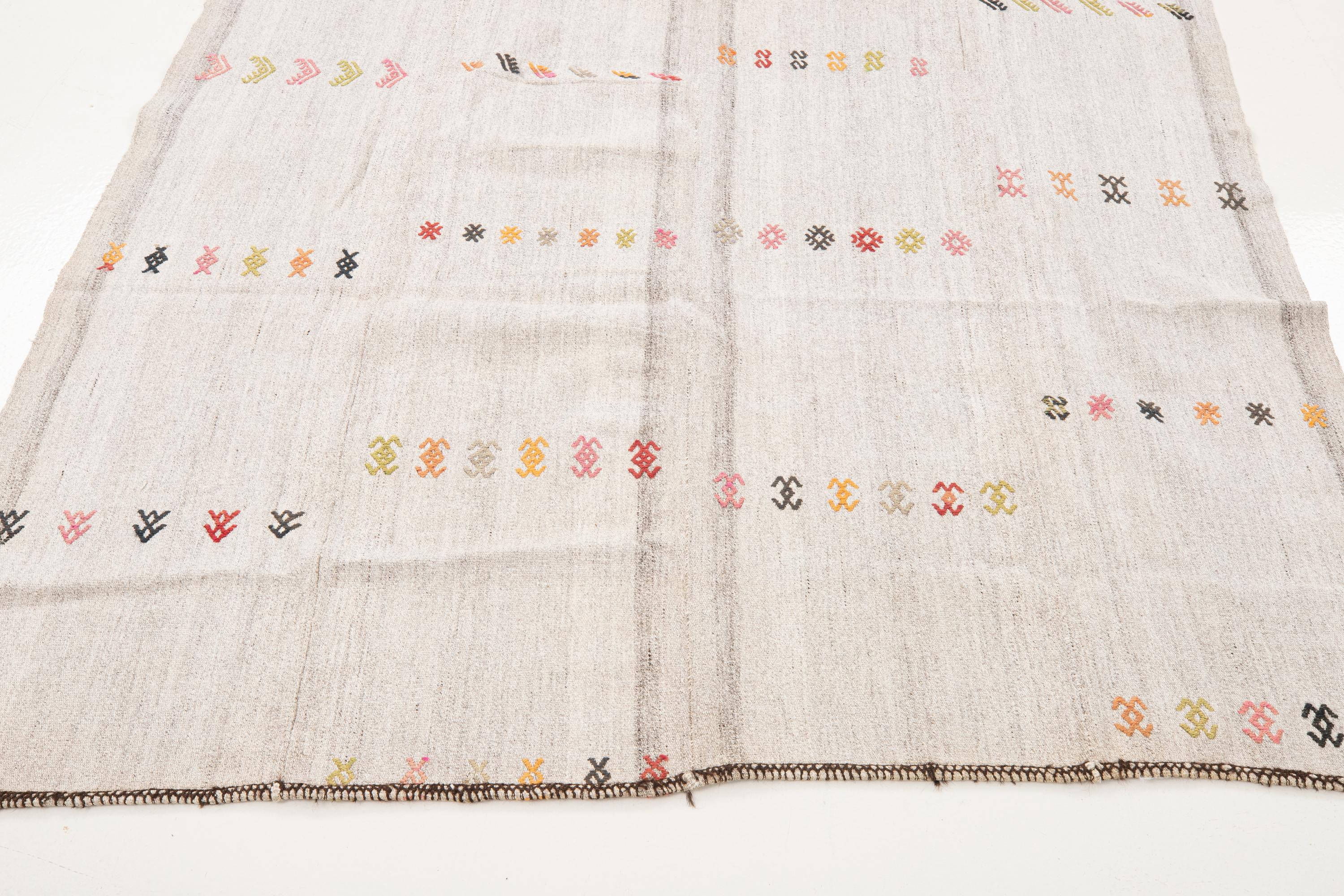 Finely woven rustic Anatolian cicim kilim in cotton and goat hair.
