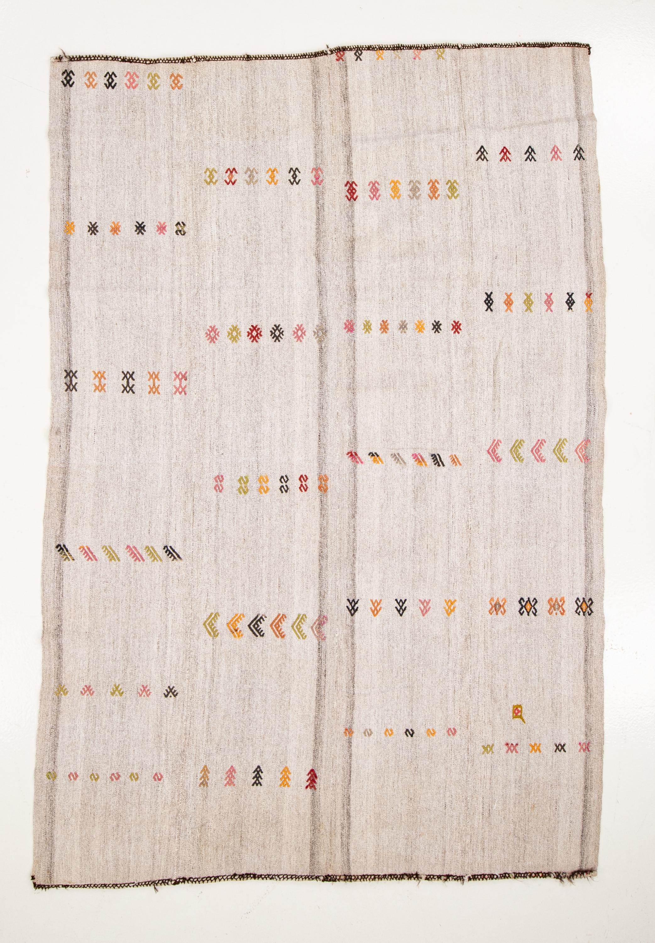 Poil de chèvre Kilim anatolien, mélange de coton et de poil de chèvre, années 1960 en vente