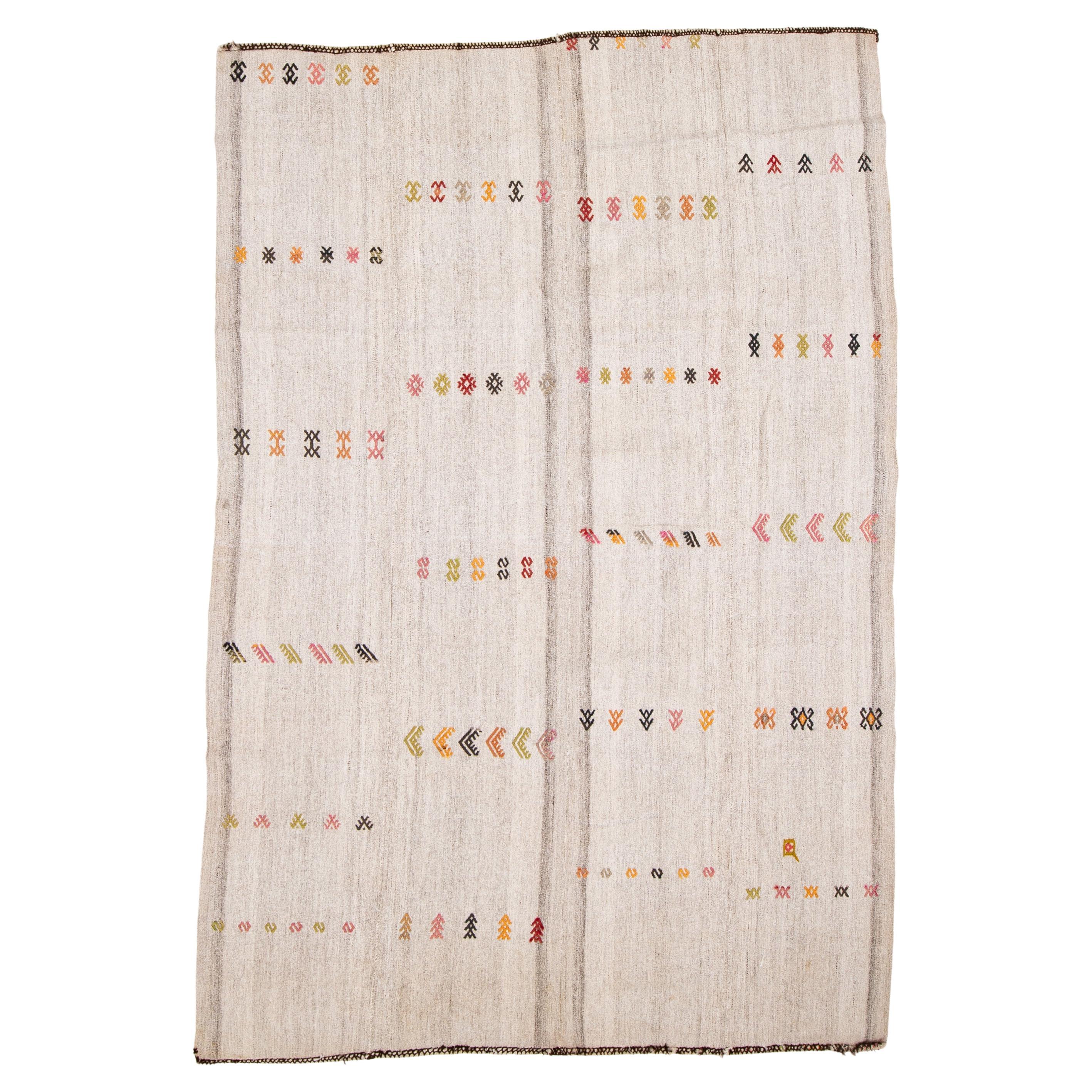 Anatolian Kilim, Cotton and Goat Hair Mix, 1960s For Sale
