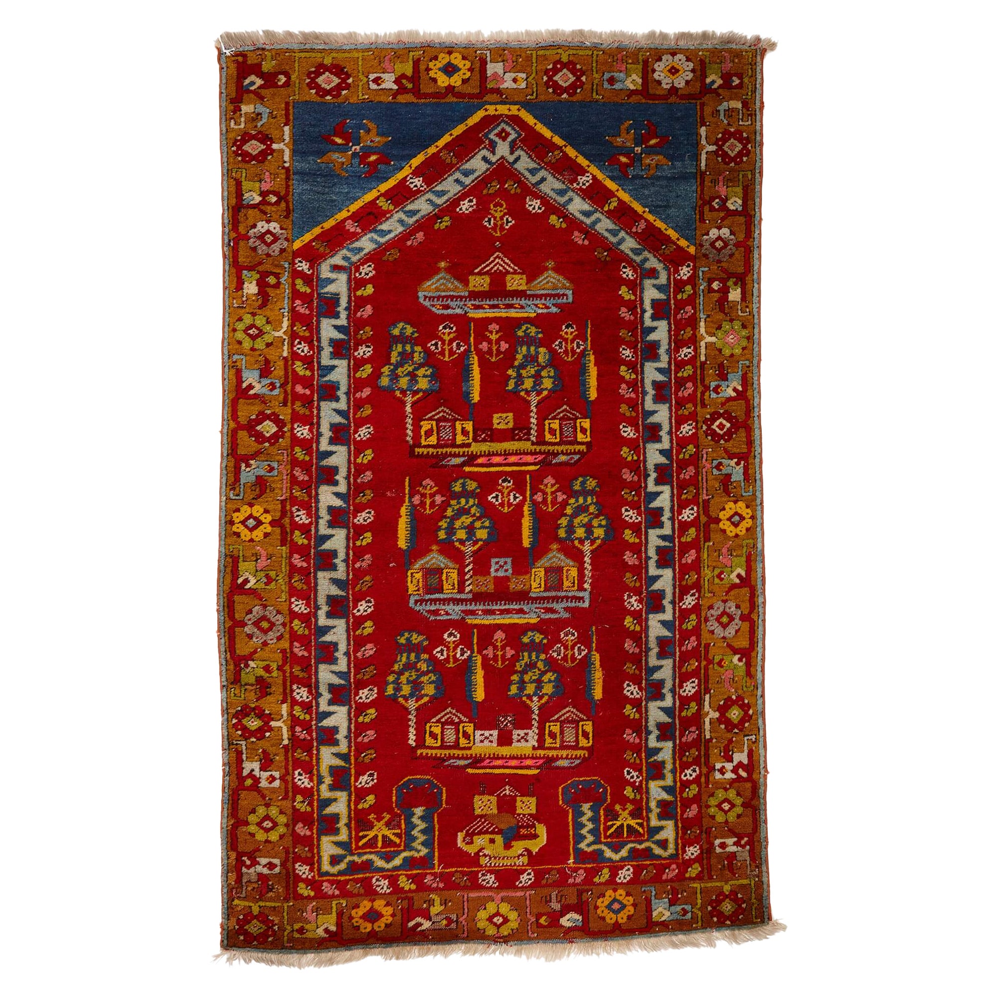 Tapis de prière anatolien Kirsehir avec un motif de village