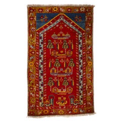 Anatolian Kirsehir Prayer Rug with a Village Design 