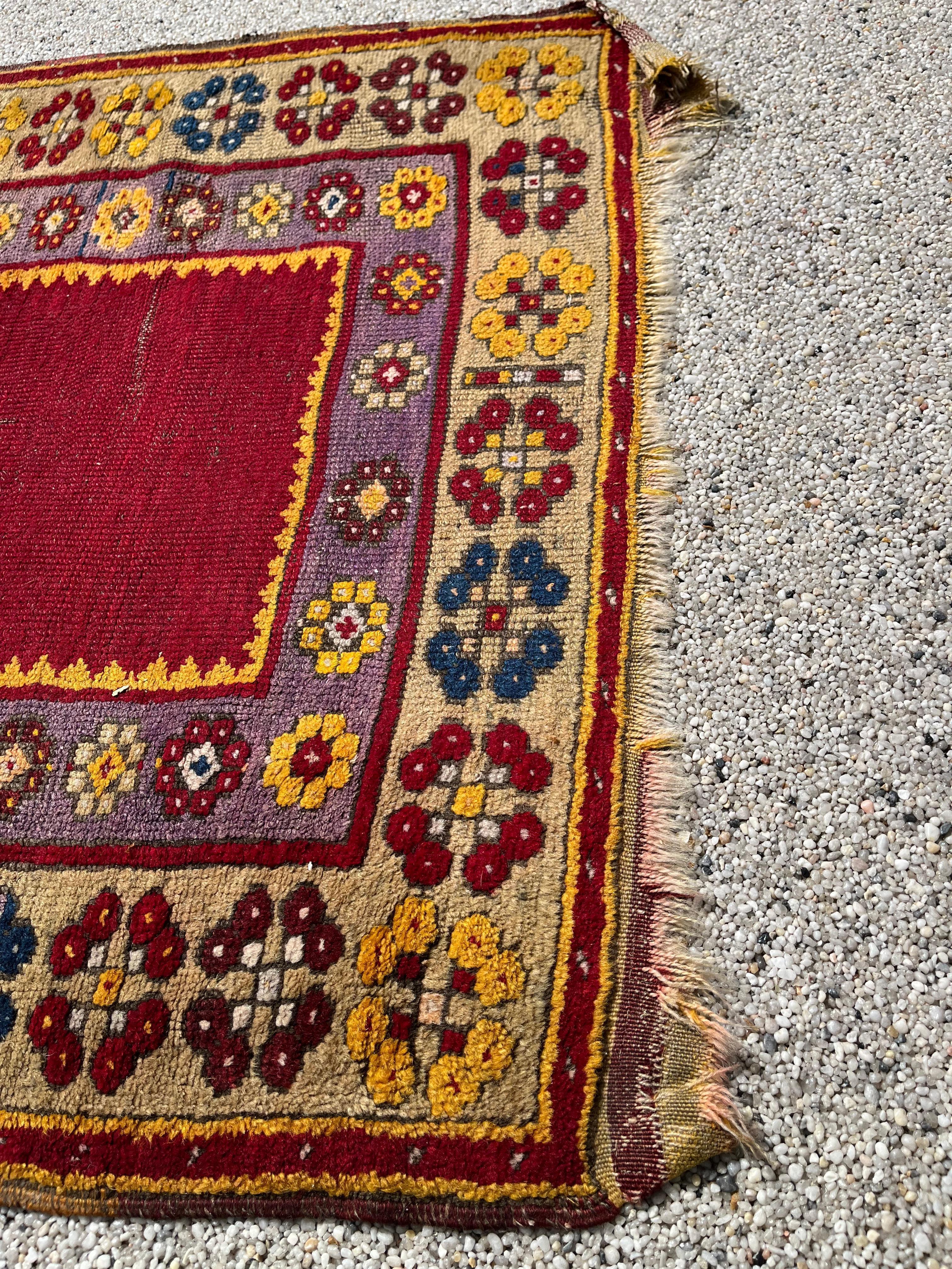 Hand-Woven Anatolian Konya Prayer Rug For Sale