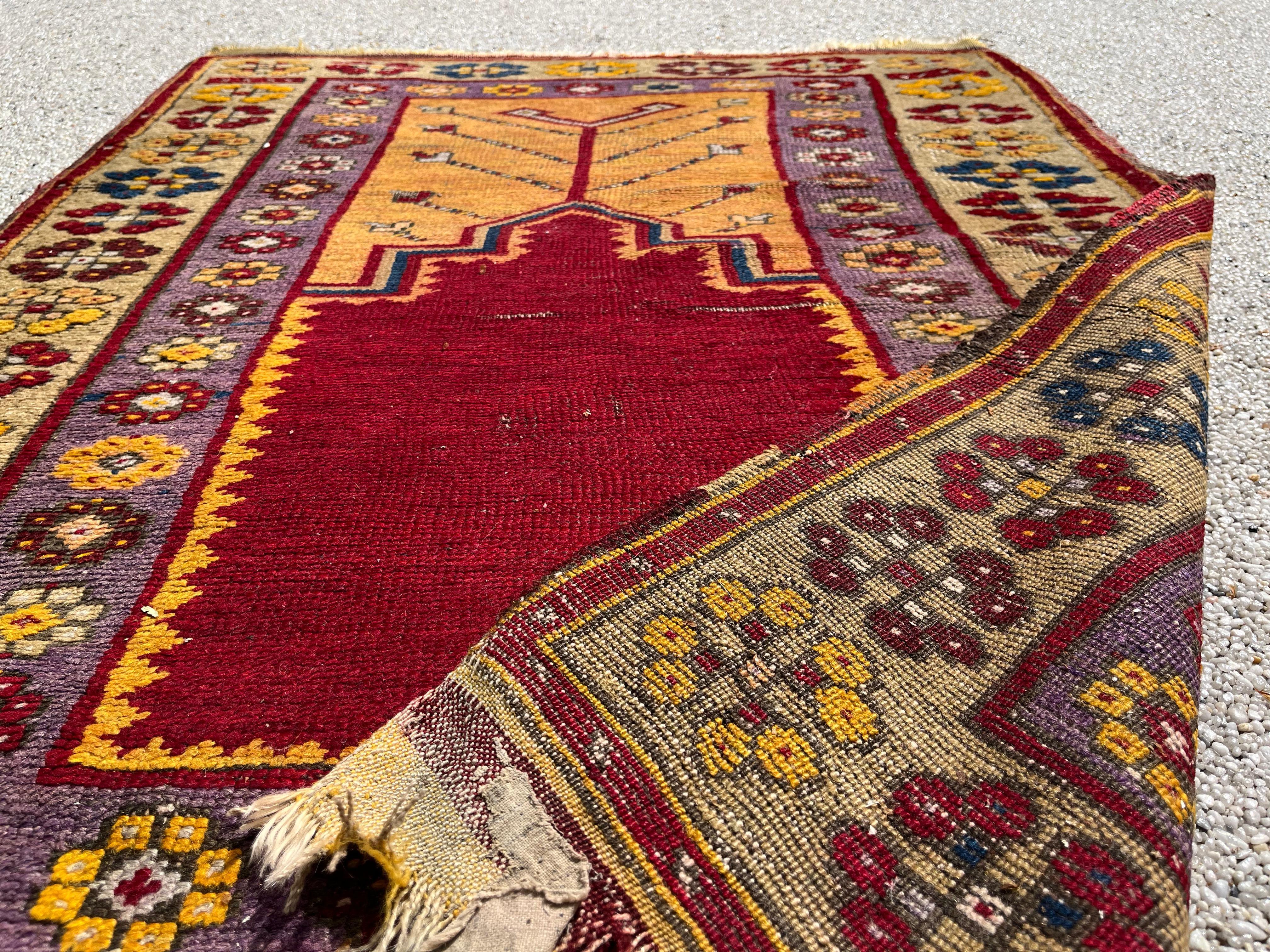 Wool Anatolian Konya Prayer Rug For Sale
