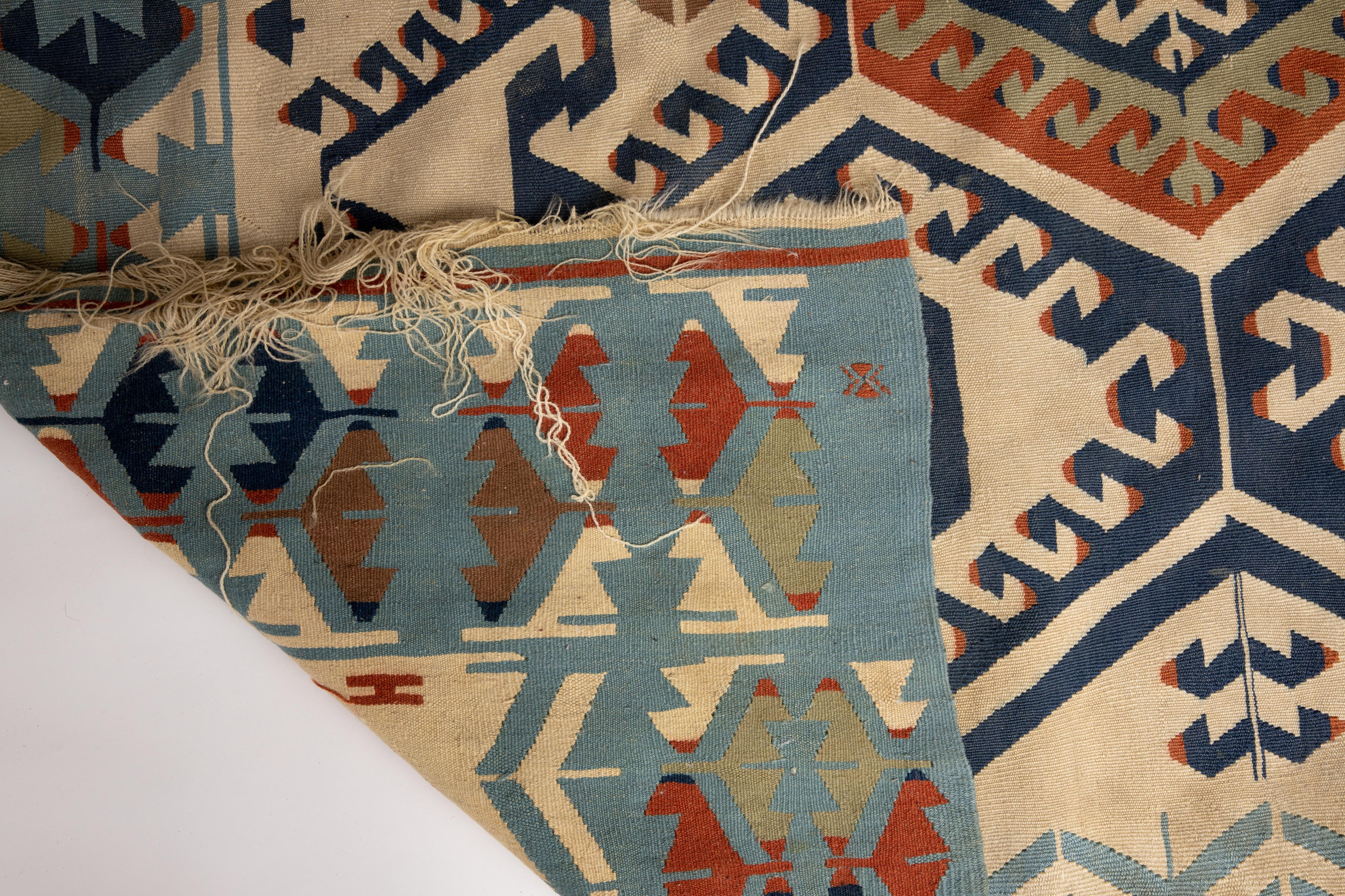 Anatolian Ornate Design Handwoven Wool Kilim Rug For Sale 5