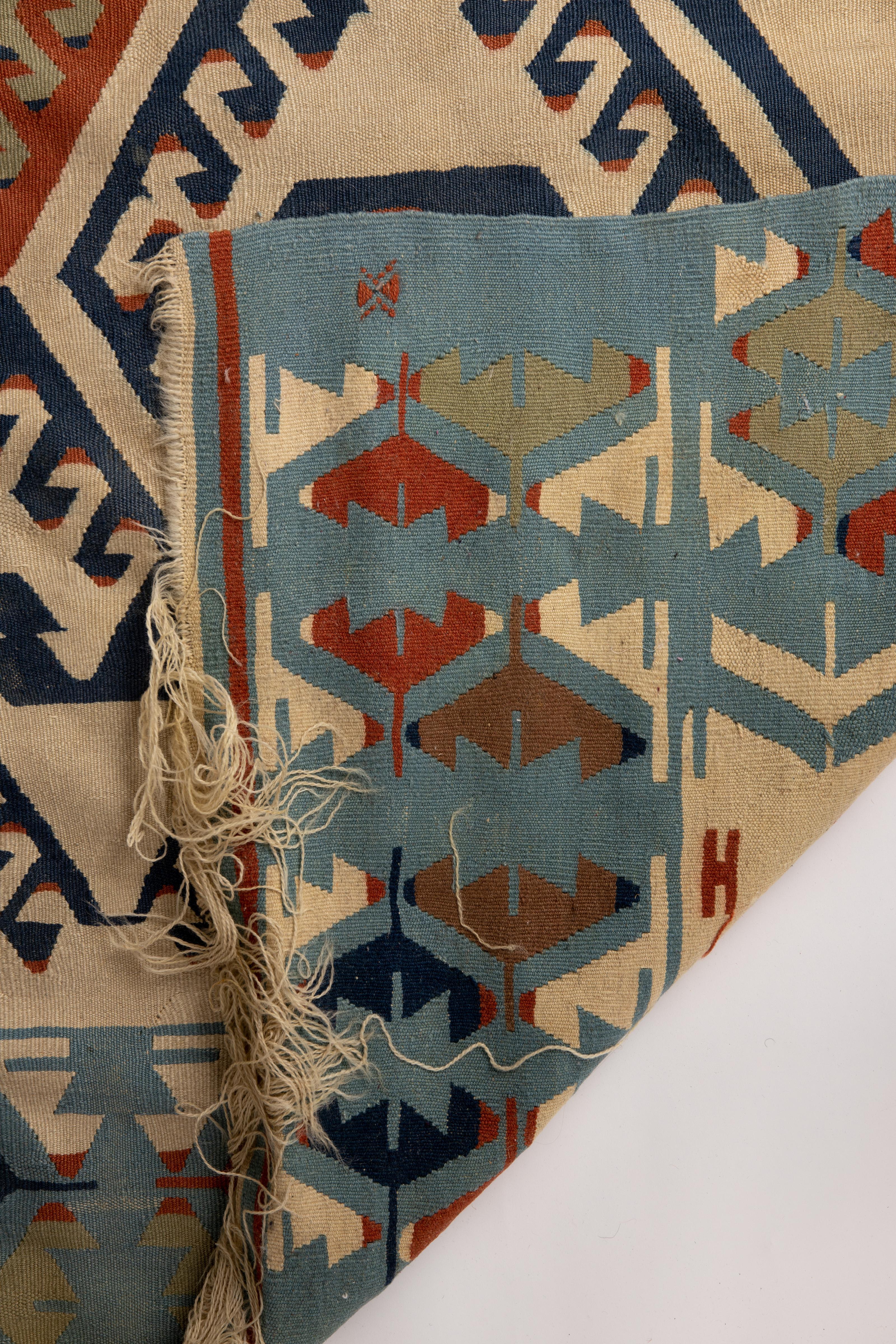 Anatolian Ornate Design Handwoven Wool Kilim Rug For Sale 6