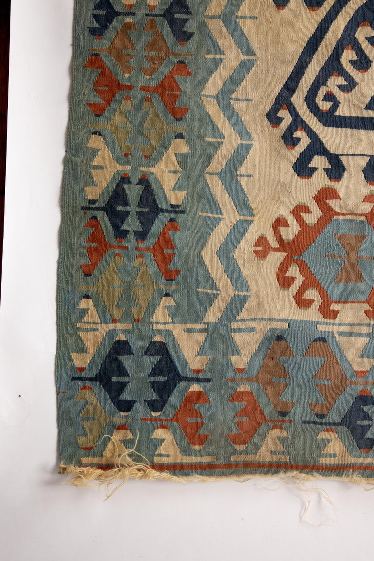 Kilim Fish Rug Anatolian Ornate Design Handwoven Wool Kilim Rug For Sale at 1stDibs