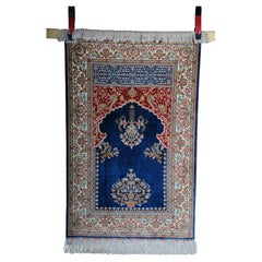 Vintage Anatolian prayer rug/tapestry cotton/silk, 20th century