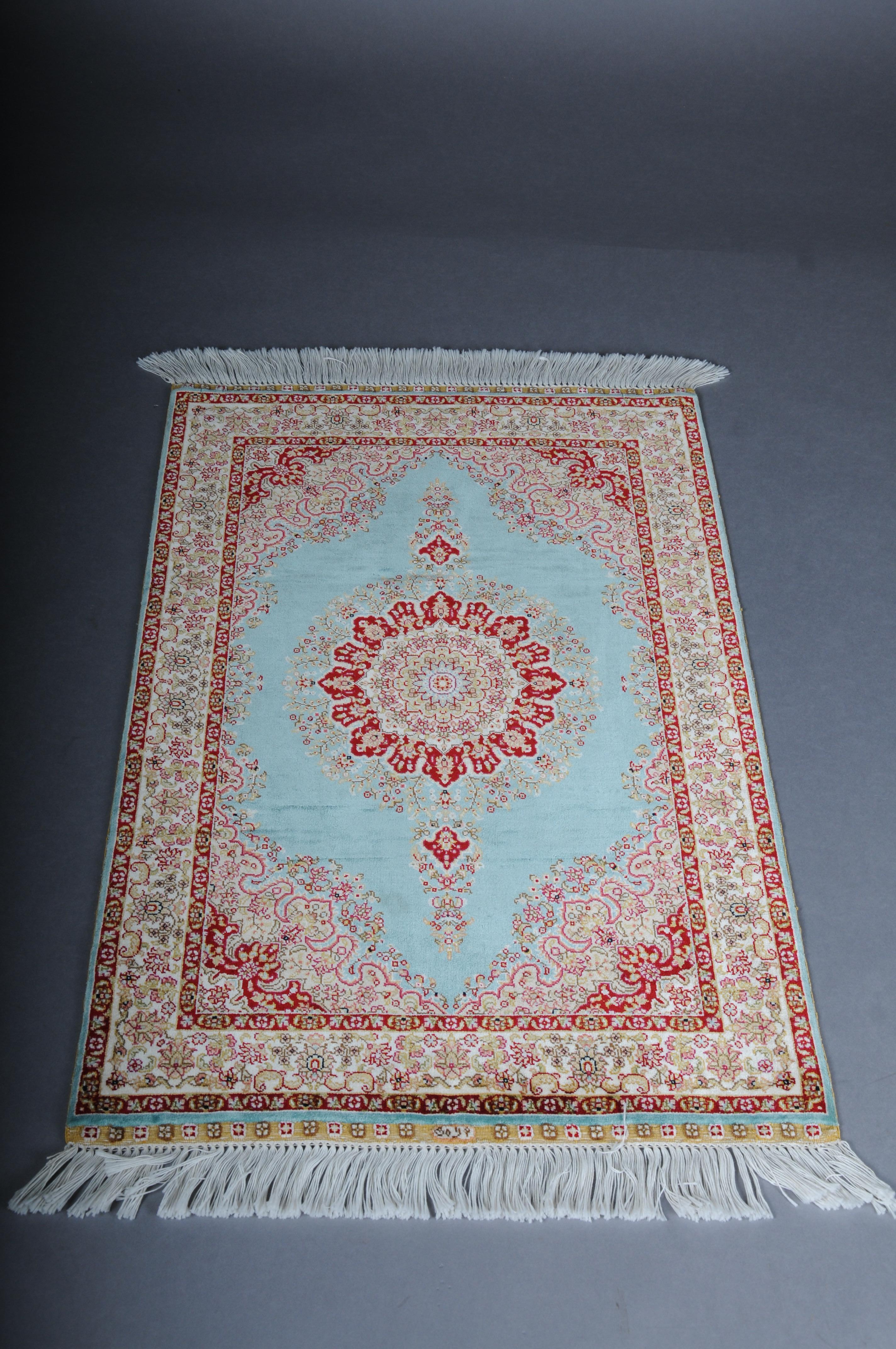 Anatolian prayer rug/tapestry cotton/silk, 20th century, signed For Sale 8
