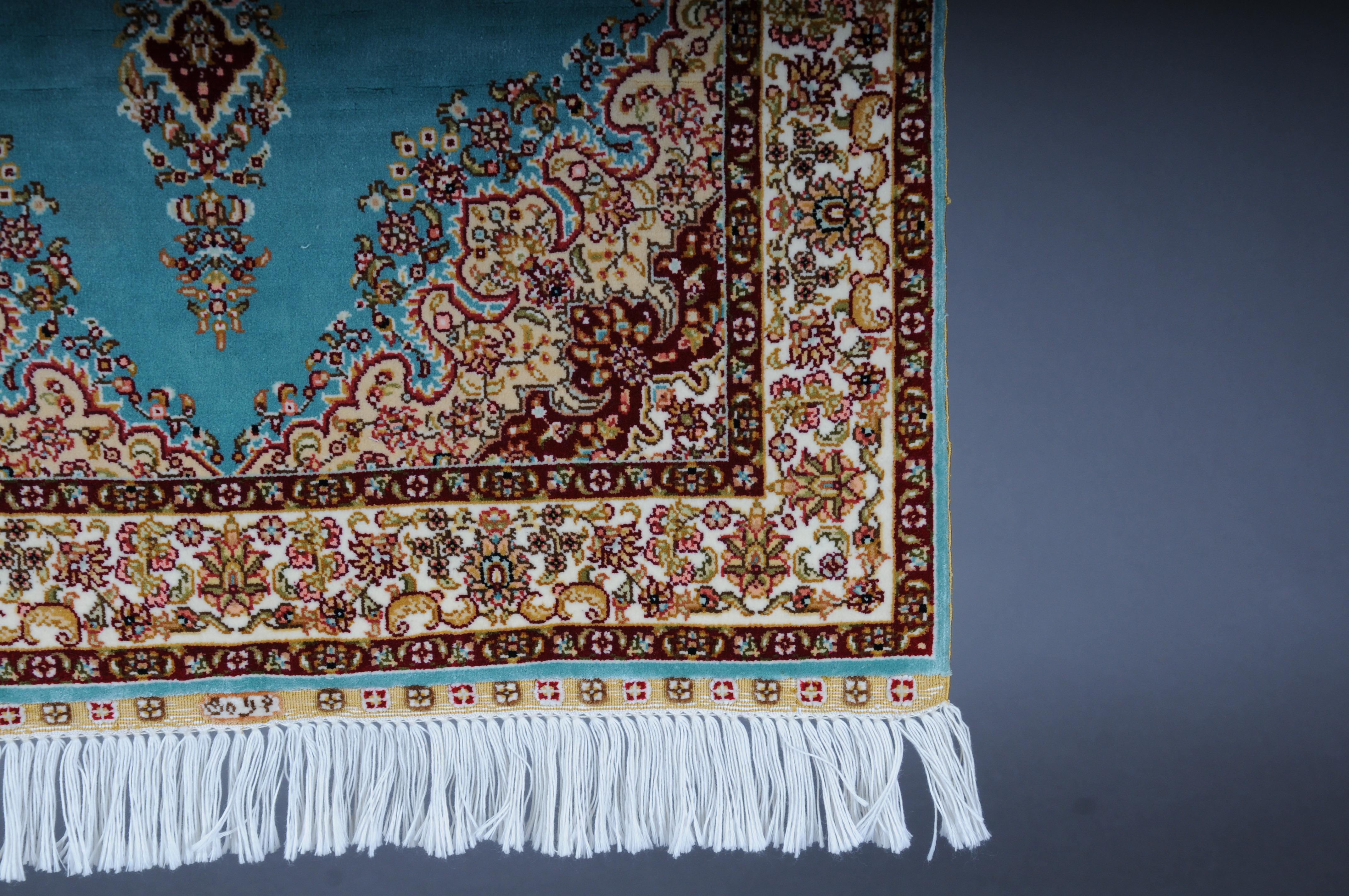 Cotton Anatolian prayer rug/tapestry cotton/silk, 20th century, signed For Sale