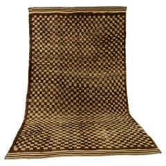 Anatolian Tulu Camel Wool Rug in Tribal Check Design
