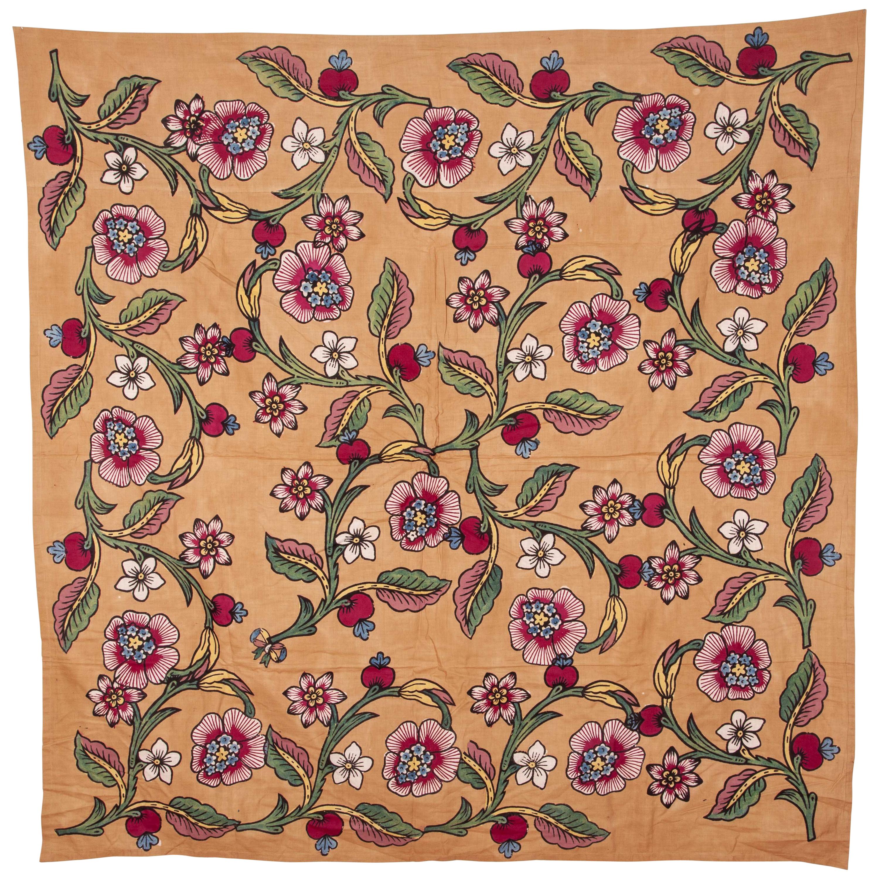 Anatolian Turkish Folk Art Block Printed and Painted Bokhce ‘Wrapping Cloth’
