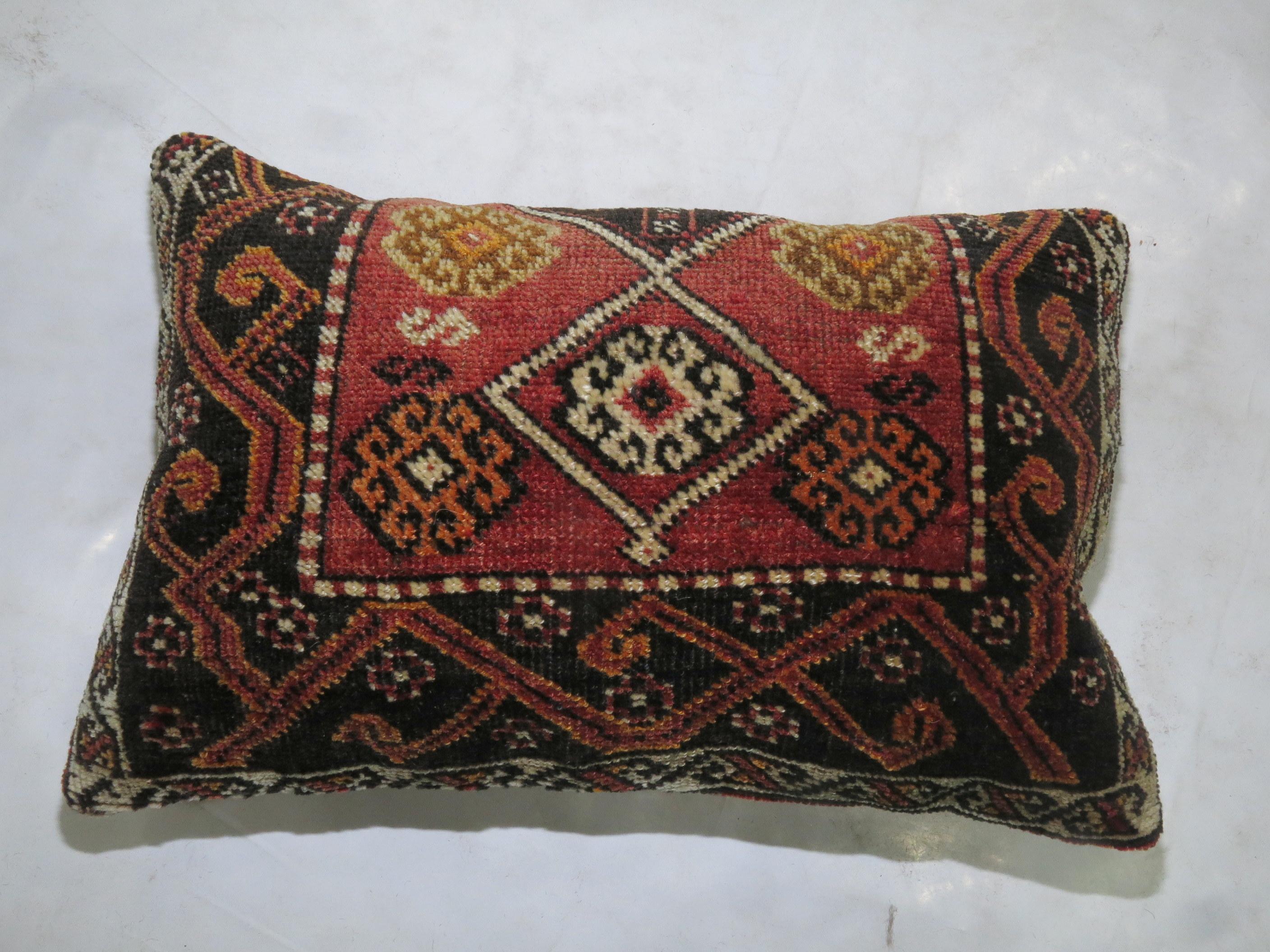 Mid-Century Modern Anatolian Turkish Tribal Rug Pillow