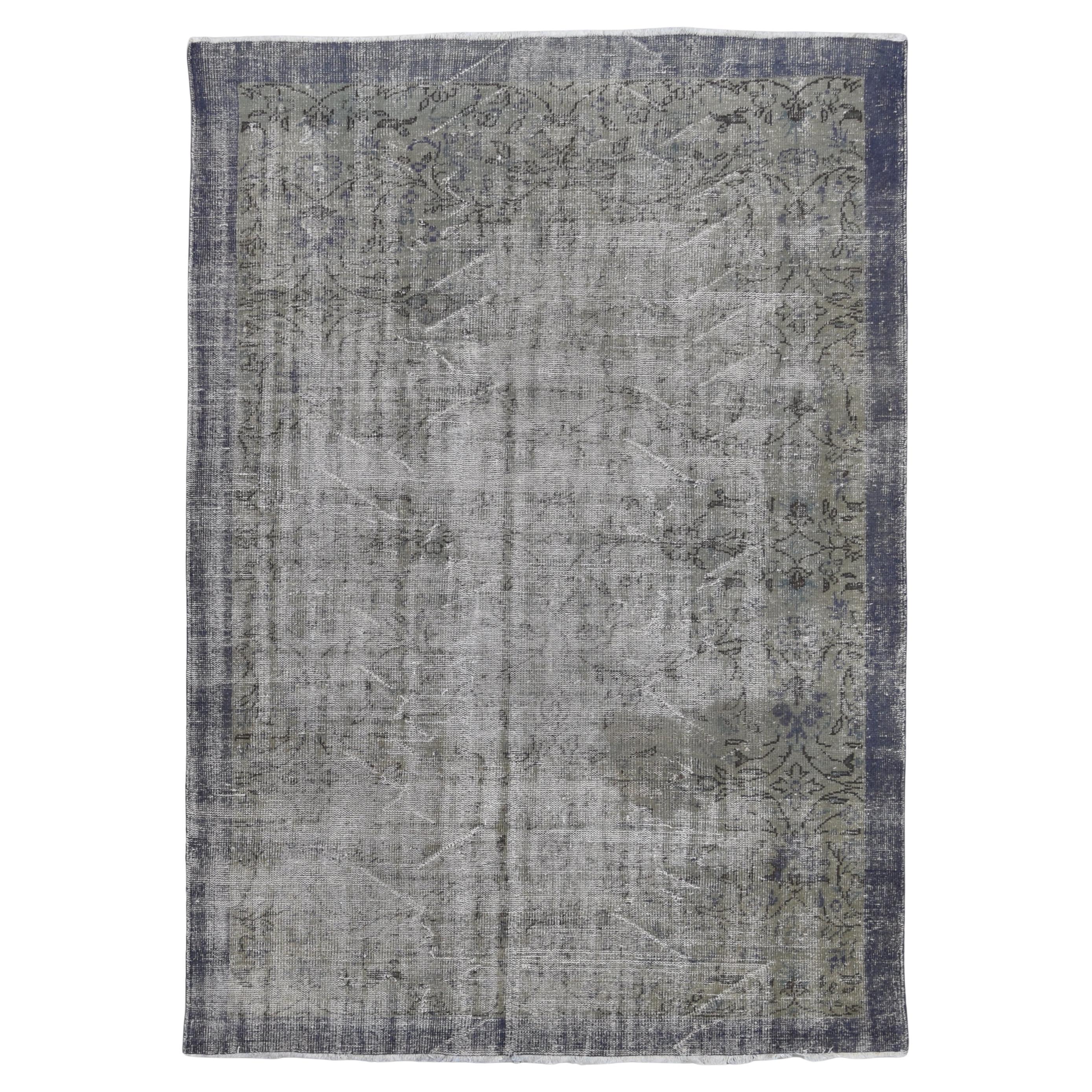Anatolian Vintage Green and Blue Grey Wool Rug 6'10''x9'6''