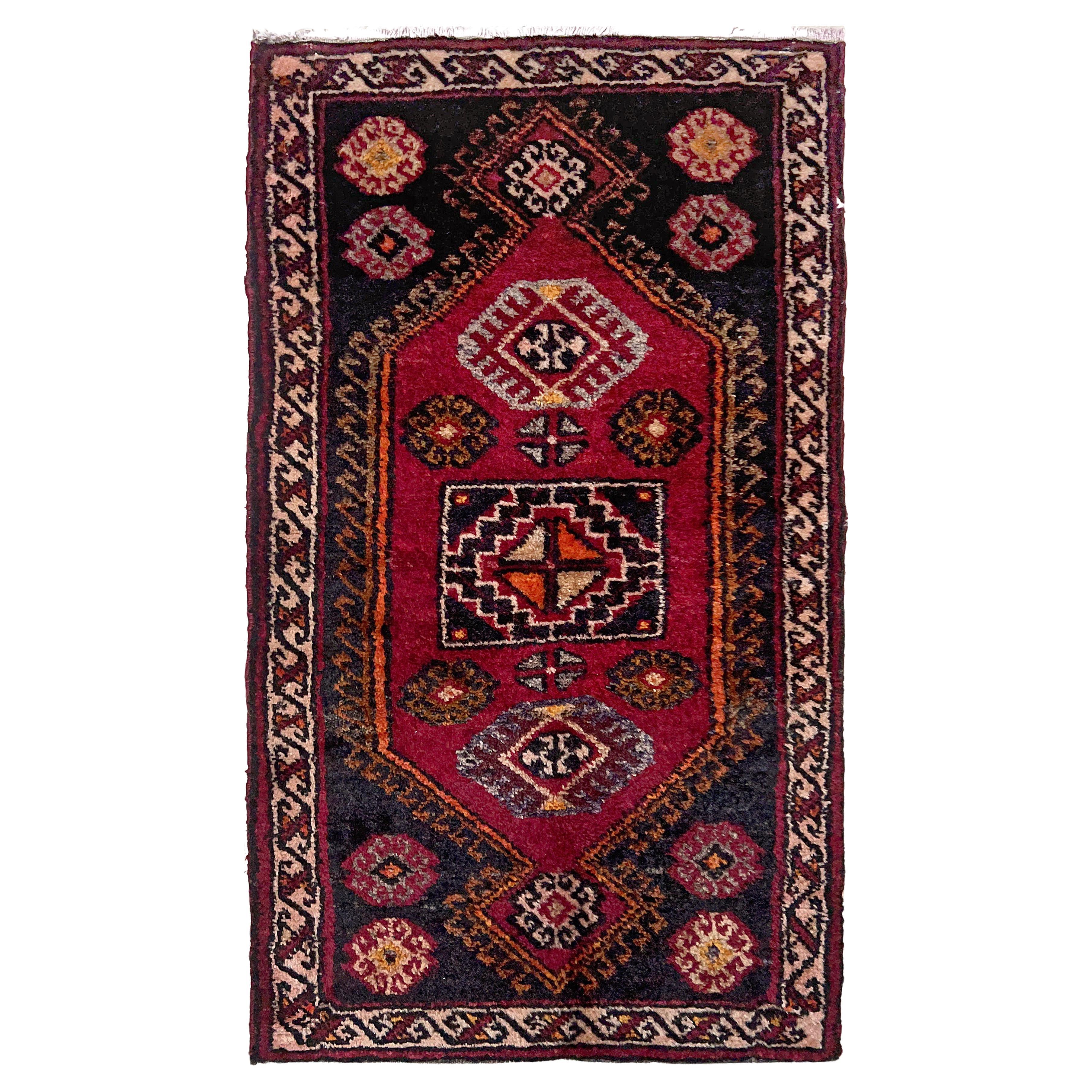 Anatolischer Yastik-Dorf Mini-Teppich - • Vintage Türkische Badematte / Fußmatte - • 2′×3′