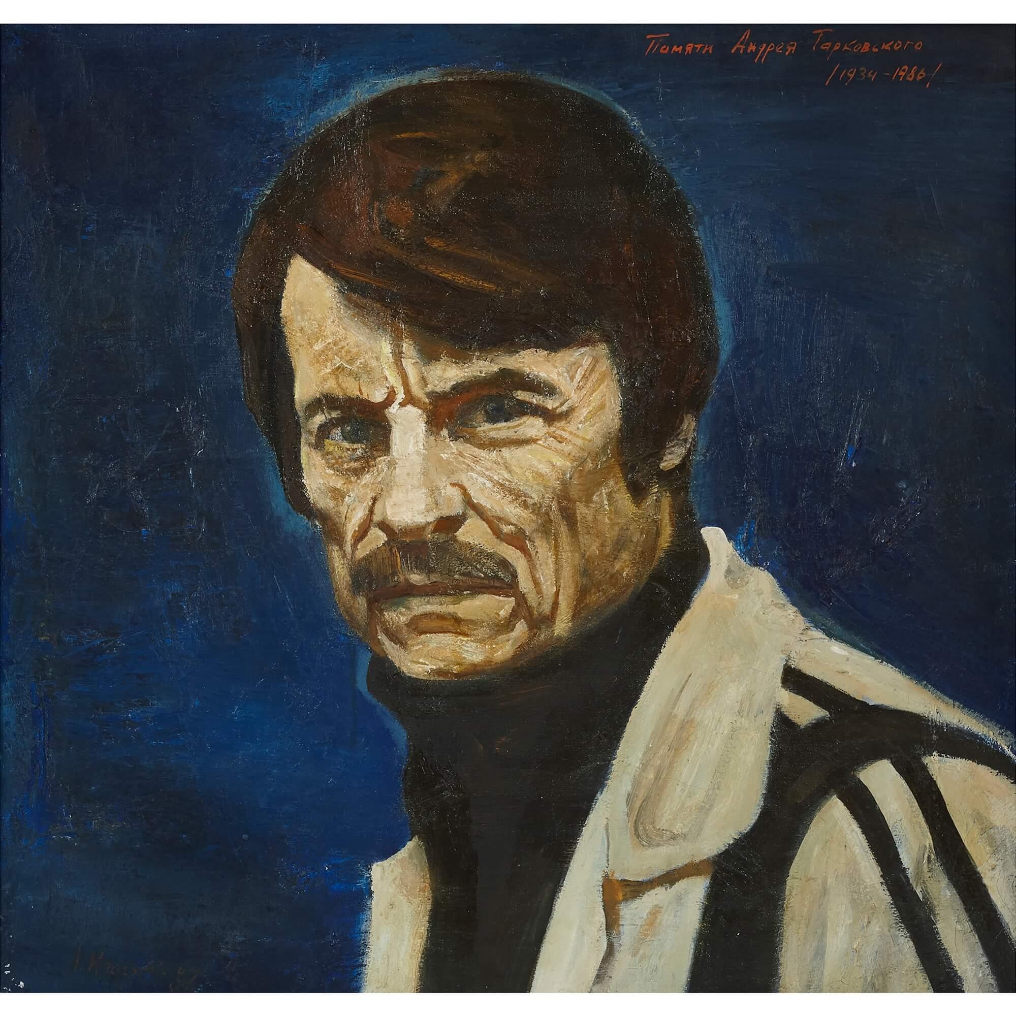 Russian oil portrait of Andrei Arsenevich Tarkovsky by A. Ivasenko - Painting by Anatolii Ivasenko 