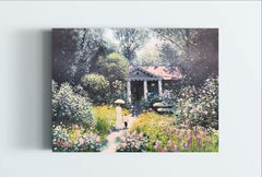 Lush Garden Original Oil Painting by 20th Century Russian Landscape Artist