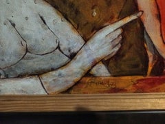 Flower's Day - Figurative Malerei Gelb Blau Braun Weiß Rot Schwarz Rosa