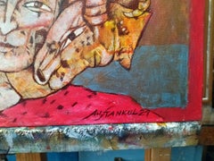 Kaliakra - Figurative Painting Yellow Blue Brown White Red Black Pink