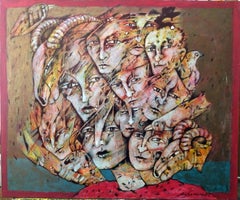 Kaliakra - Figurative Painting Yellow Blue Brown White Red Black Pink 