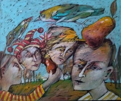 The Wilds - Figurative Painting Yellow Blue Brown White Red Black Pink 