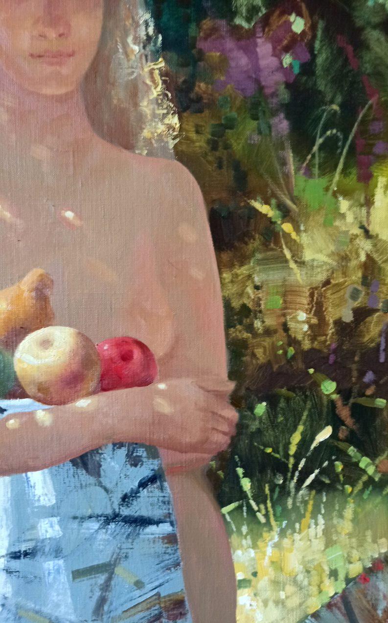Apple Saved, Figurative, Original oil Painting, Ready to Hang For Sale 5