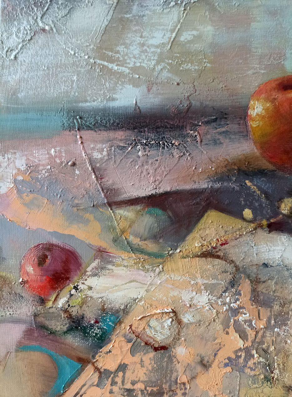 Apples, Fruits, Original oil Painting, Ready to Hang - Gray Still-Life Painting by Anatoly Tarabanov