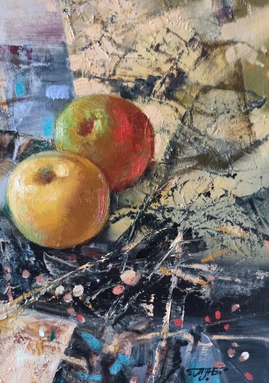Apples, Abstract Still, Original oil Painting, Ready to Hang For Sale 1