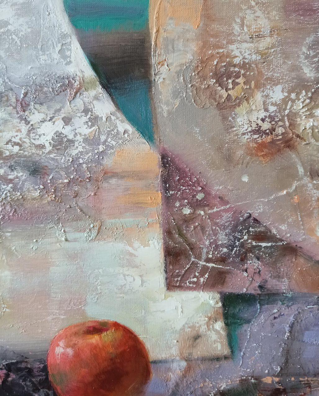 Apples, Abstract Still, Original oil Painting, Ready to Hang For Sale 3