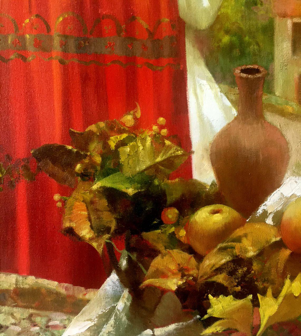 Artist: Anatoly Borisovich Tarabanov
Work: Original oil painting, handmade artwork, one of a kind 
Medium: Oil on Canvas 
Year: 2009
Style: Portrait Surrealism
Title: Autumn in the City
Size: 35.5