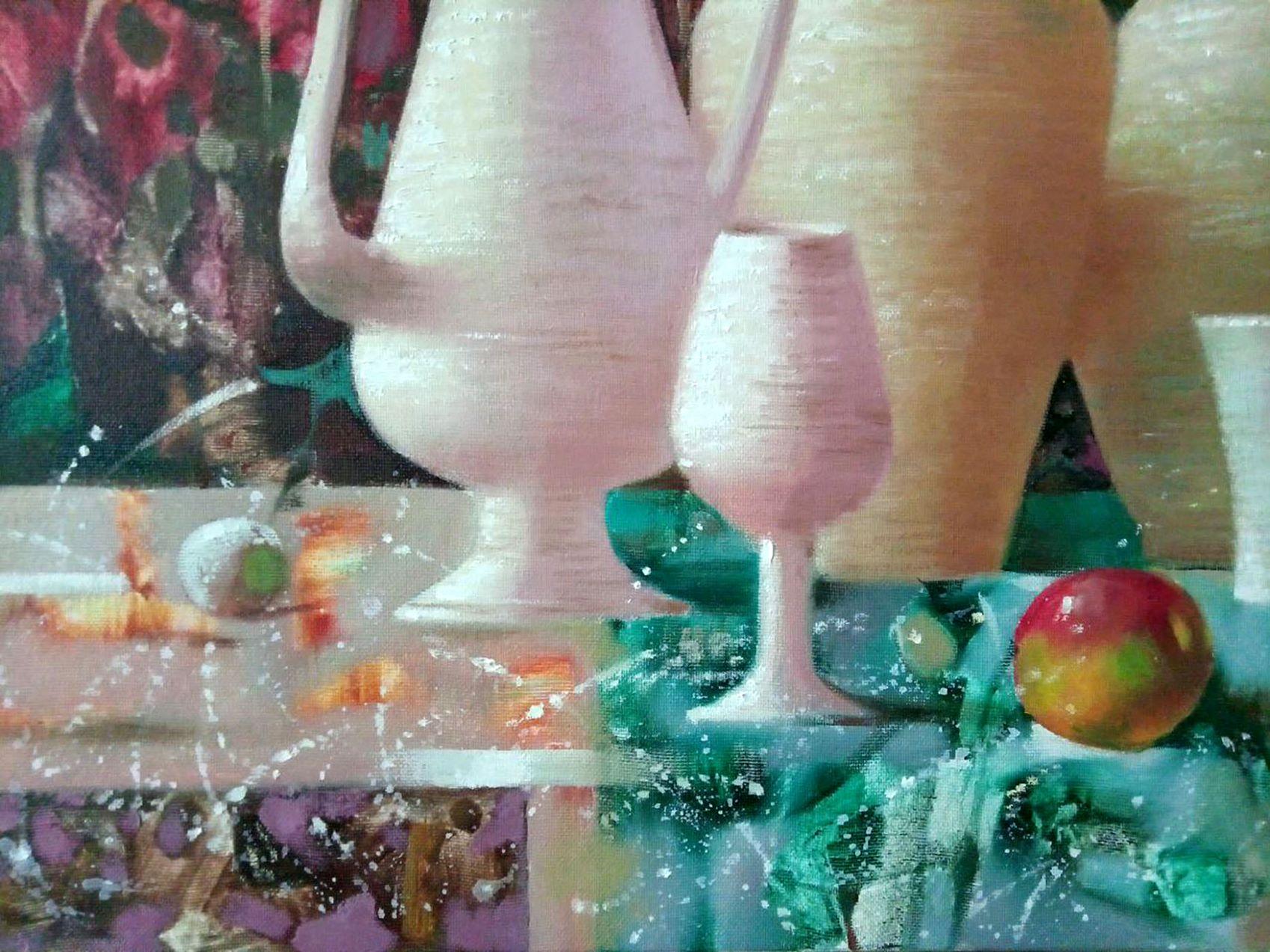 Bodegón de otoño, Arte hecho a mano Pintura al óleo original, Lista para colgar - Still-Life Painting Gris de Anatoly Tarabanov