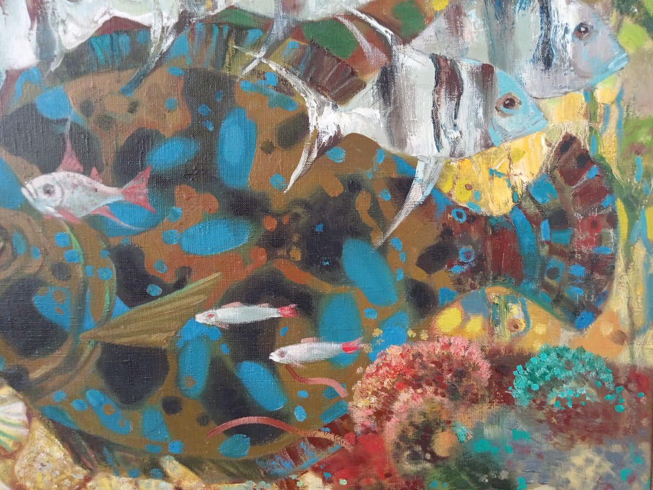 Artist: Anatoly Borisovich Tarabanov
Work: Original oil painting, handmade artwork, one of a kind 
Medium: Oil on Canvas 
Year: 2017
Style: Contemporary Art
Title: Big Fish
Size: 27.5