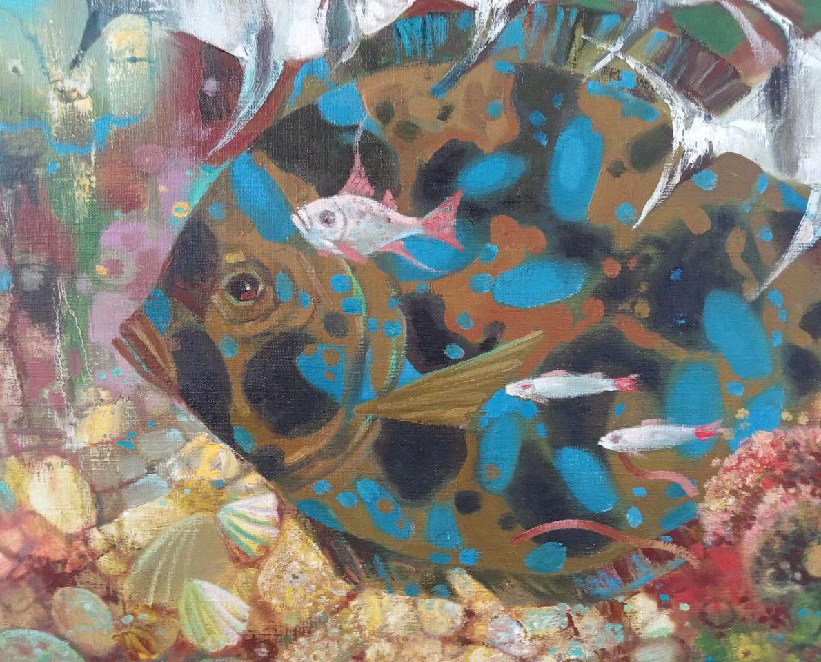 Big Fish, Original oil Painting, Ready to Hang For Sale 1