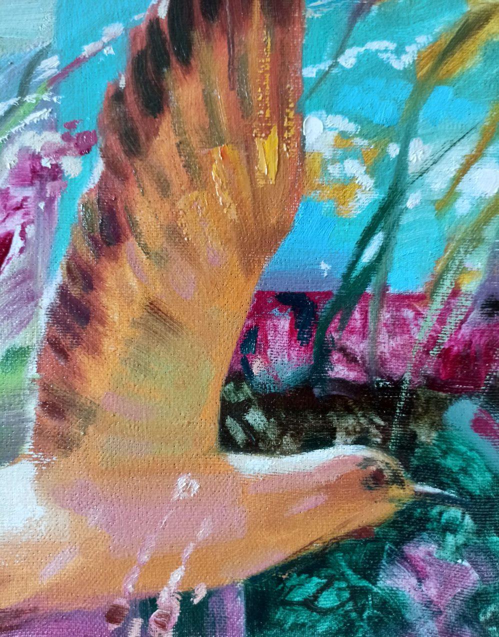 Birds, Impressionism, Original oil Painting, Ready to Hang For Sale 4