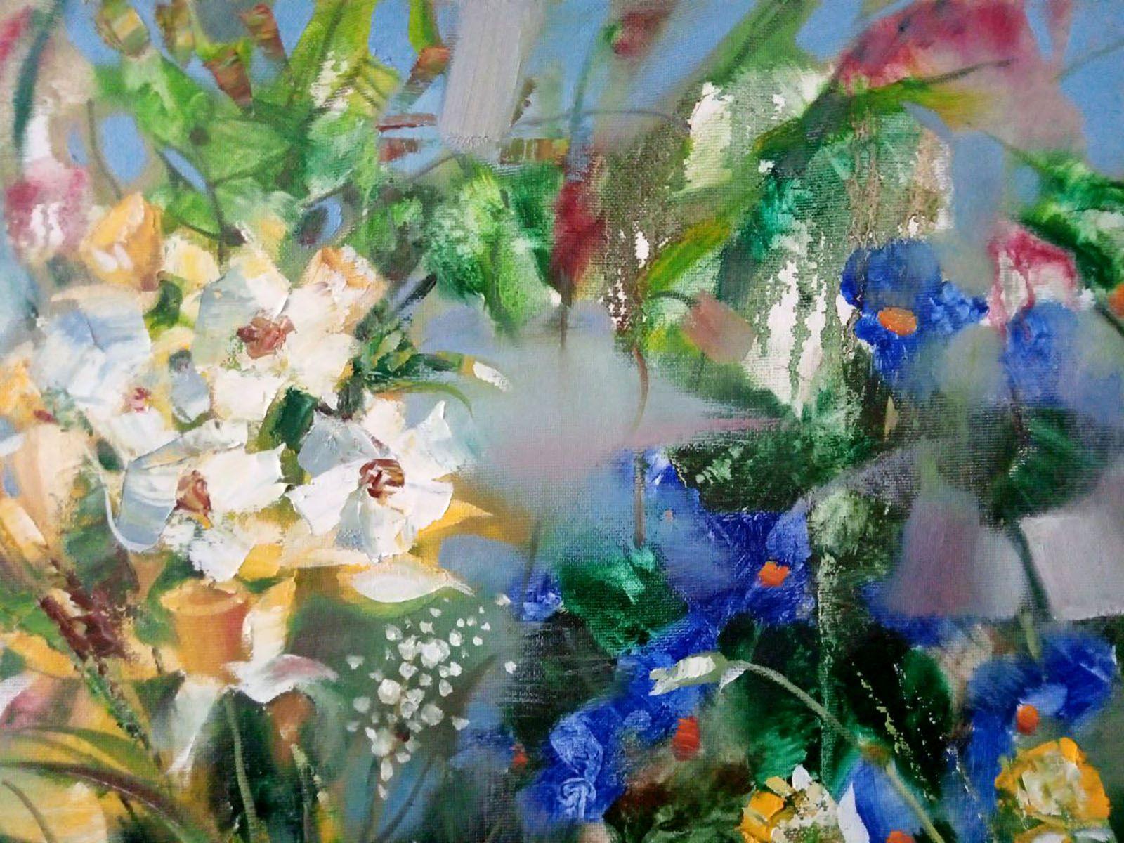 Breath of Spring, Flowers, Impressionism, Original oil Painting, Ready to Hang For Sale 2