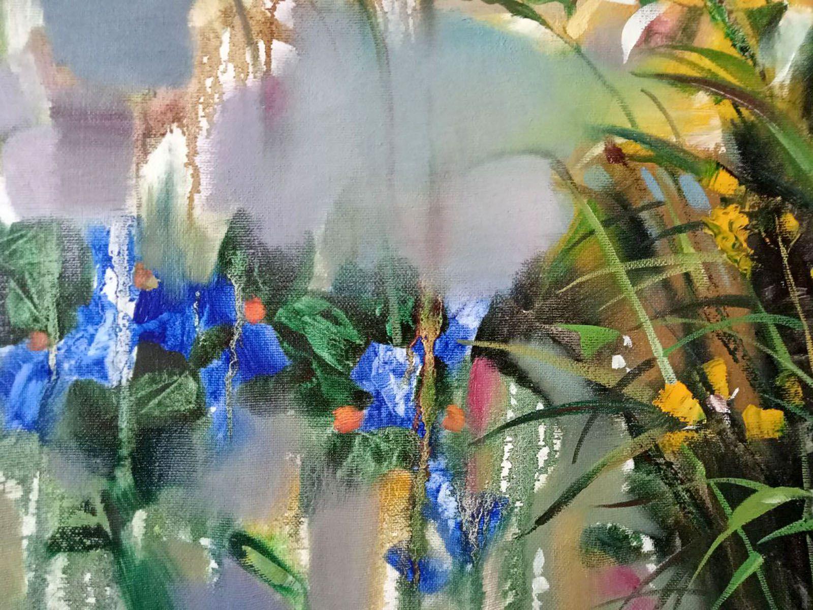 Respiro di primavera, Fiori, Impressionismo, Pittura ad olio originale, pronta da appendere in vendita 2