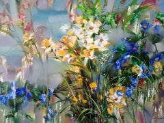 Breath of Spring, Blumen, Impressionismus, Original-Ölgemälde, hängefertig