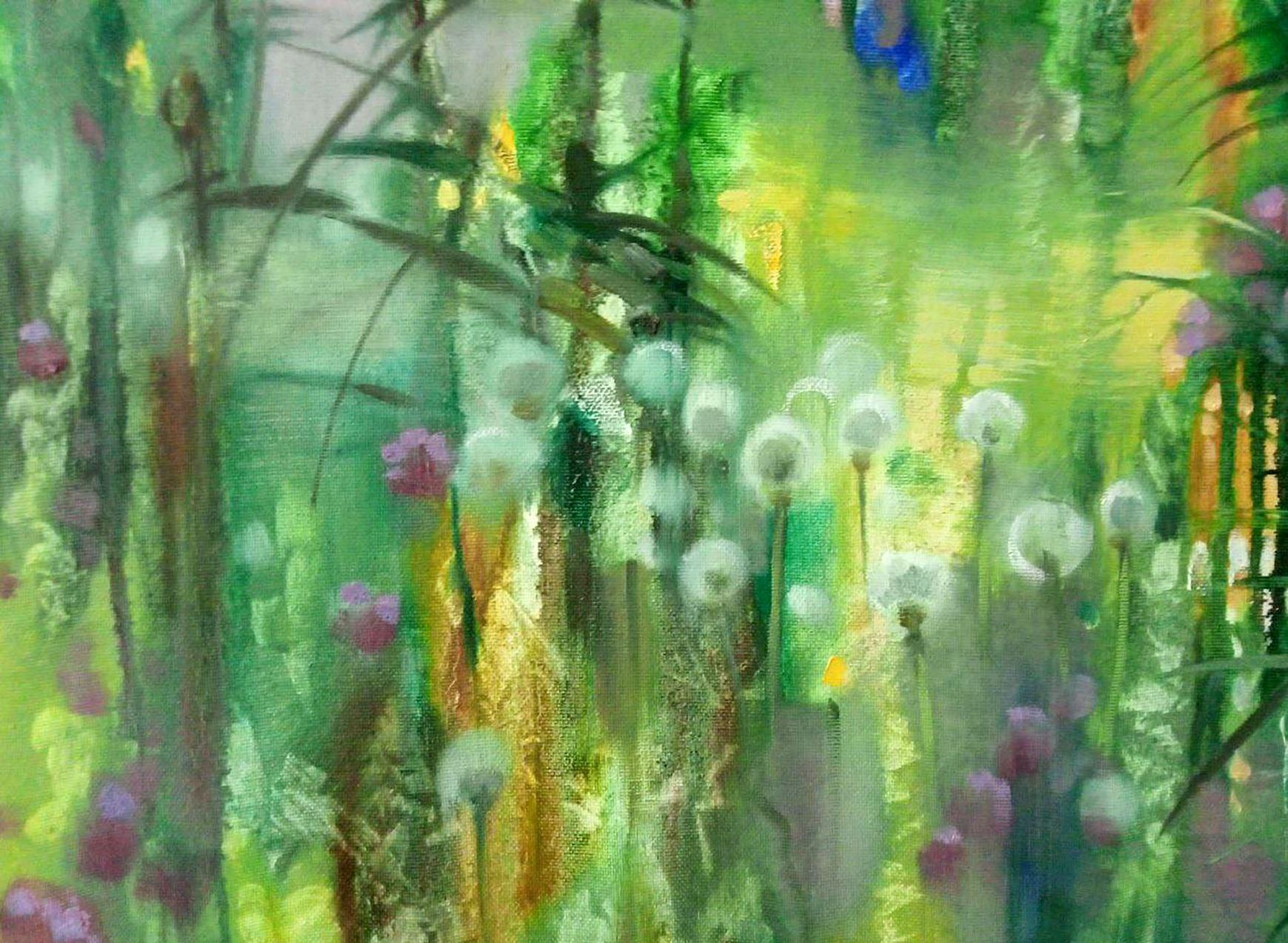 Brezza, Fiori, Impressionismo, Pittura ad olio originale, pronta da appendere in vendita 2