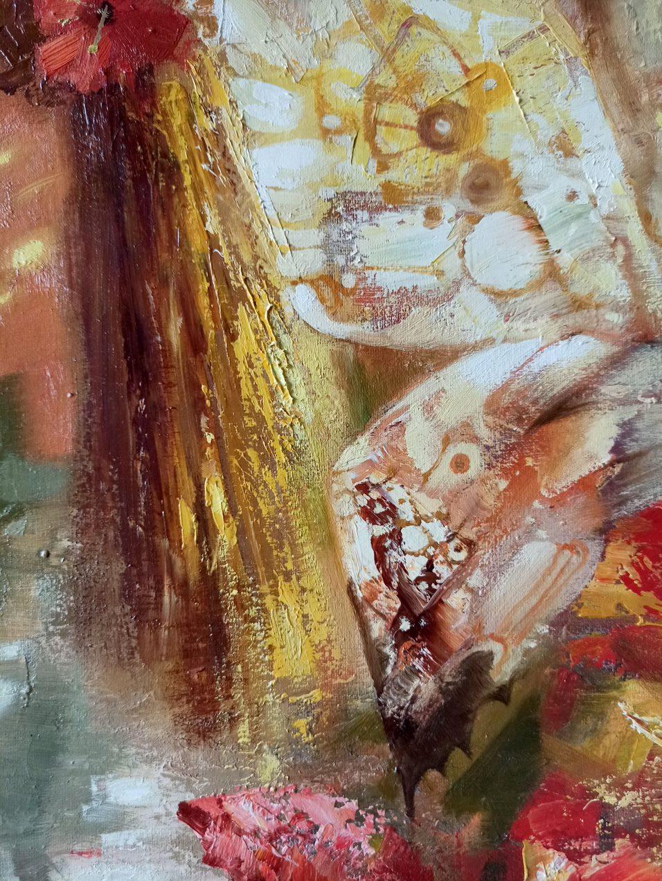 Mariposa, Retrato Artístico, Pintura al óleo original, Lista para colgar - Portrait Painting Marrón de Anatoly Tarabanov