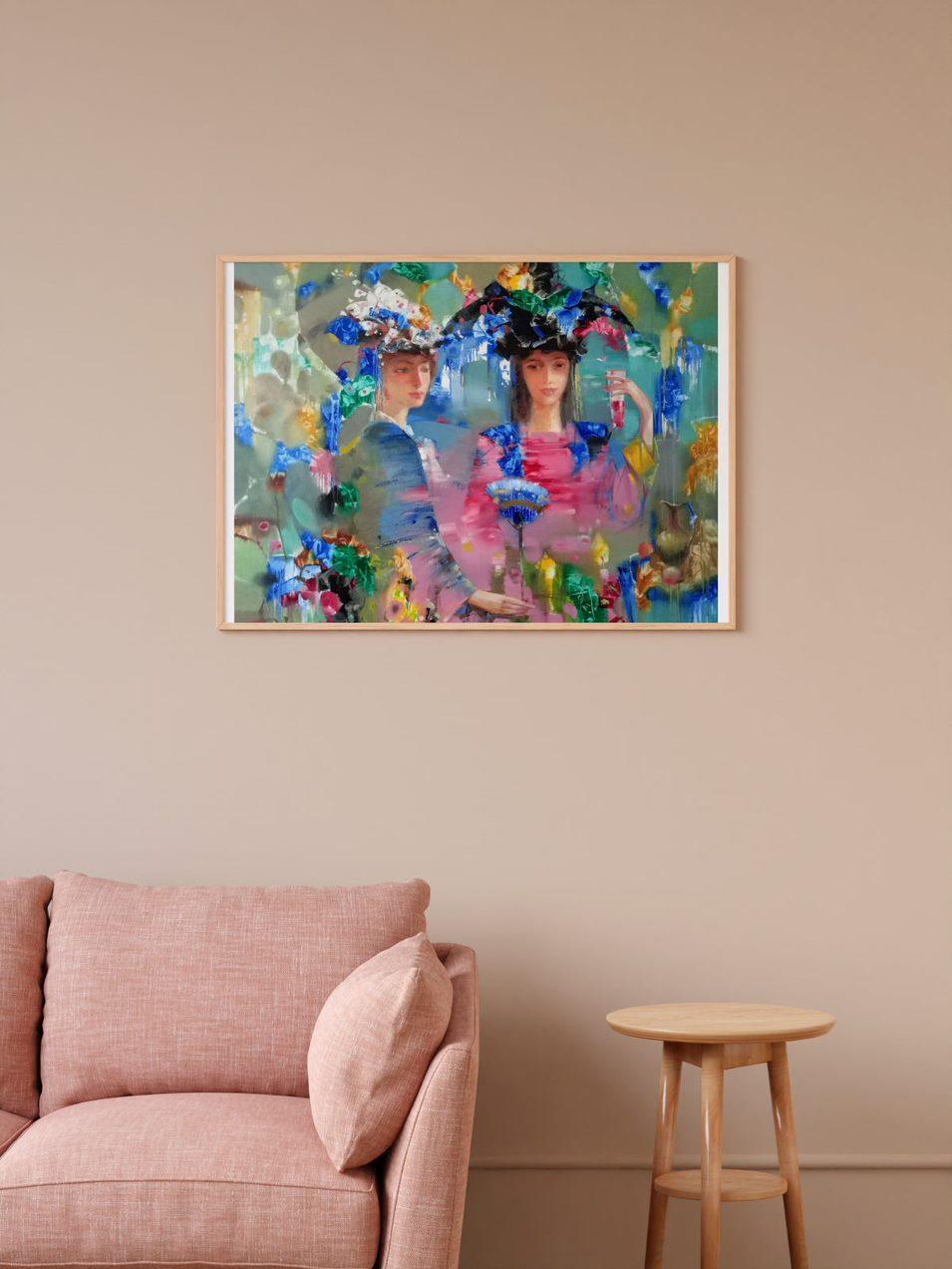 Carnival, Portraits Women Original oil Painting, Ready to Hang For Sale 4