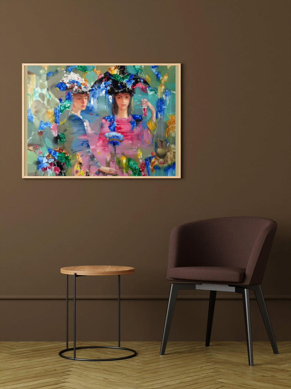 Carnival, Portraits Women Original oil Painting, Ready to Hang For Sale 5