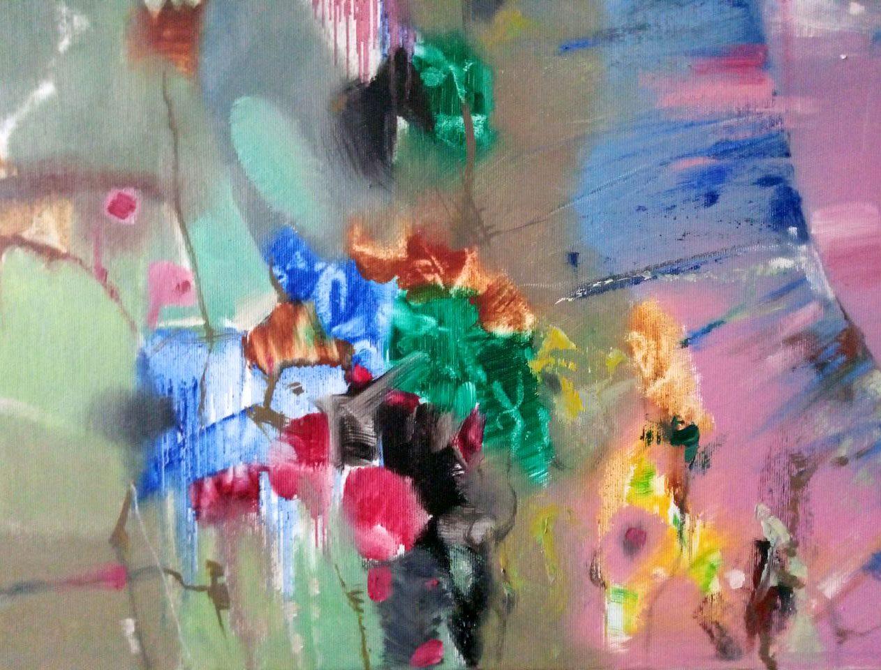 Carnival, Portraits Women Original oil Painting, Ready to Hang For Sale 1