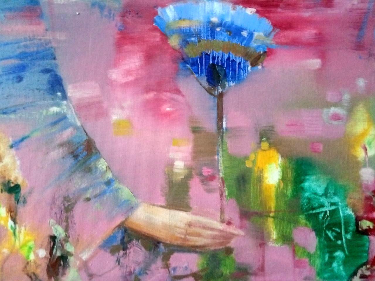 Carnival, Portraits Women Original oil Painting, Ready to Hang For Sale 2
