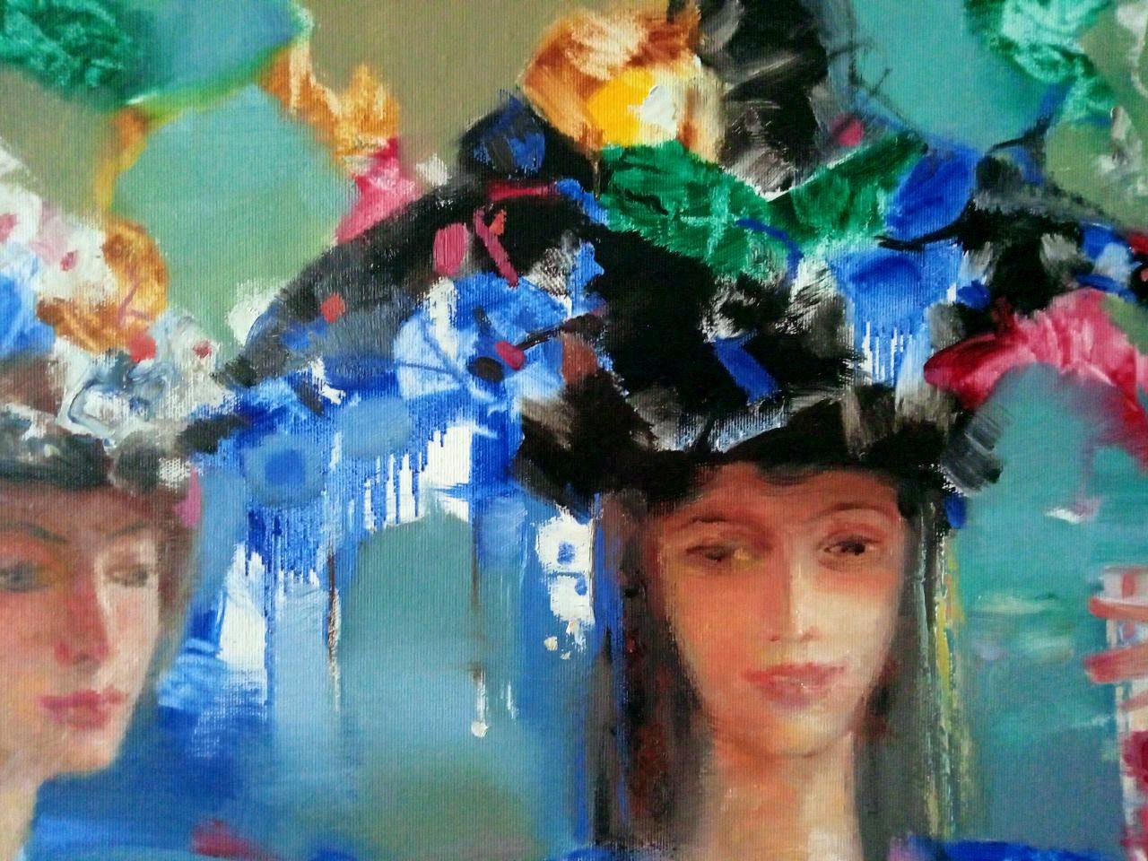 Carnival, Portraits, Original oil Painting, Ready to Hang For Sale 4