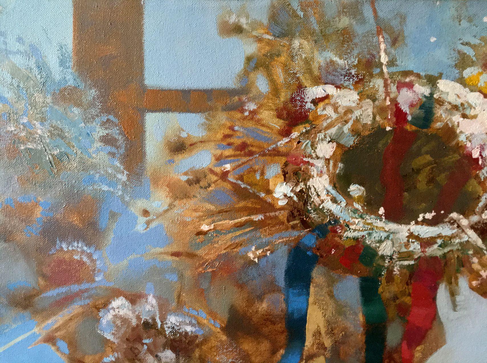 Natale, Pittura a olio originale, pronta da appendere in vendita 3