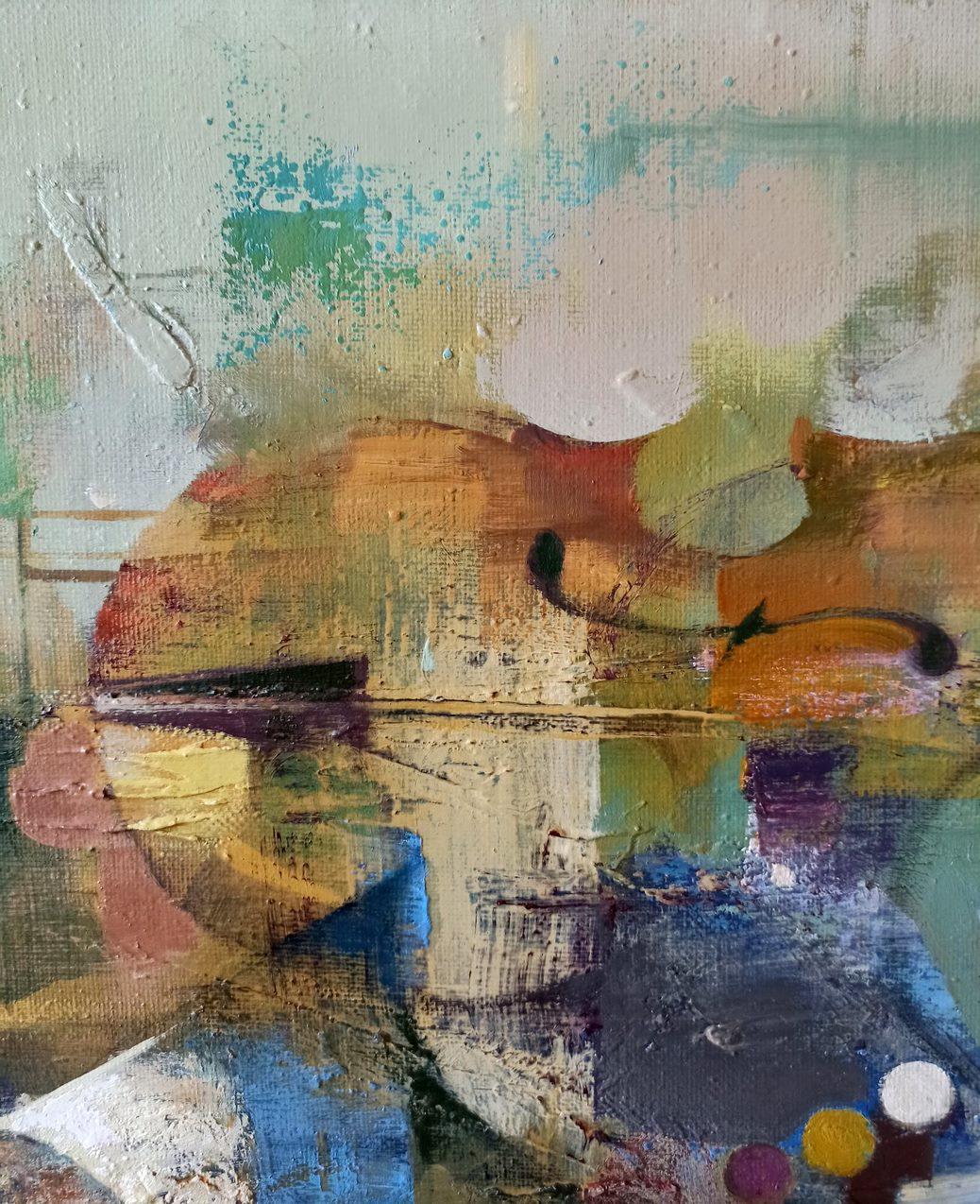 Composizione, Arte astratta, Pittura ad olio originale fatta a mano, pronta da appendere 1