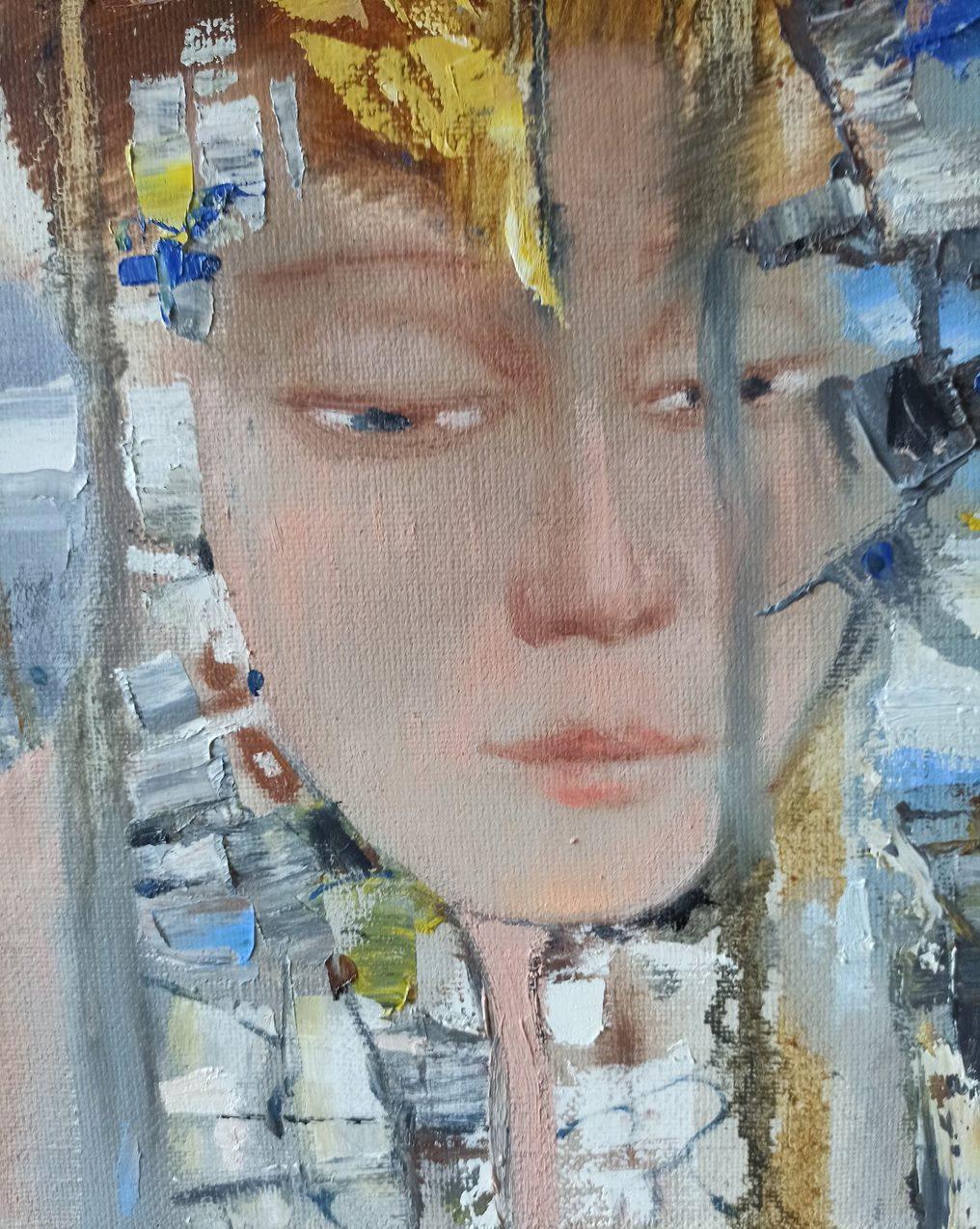 Composition, Abstract, Portrait, Original oil Painting, Ready to Hang - Gray Portrait Painting by Anatoly Tarabanov