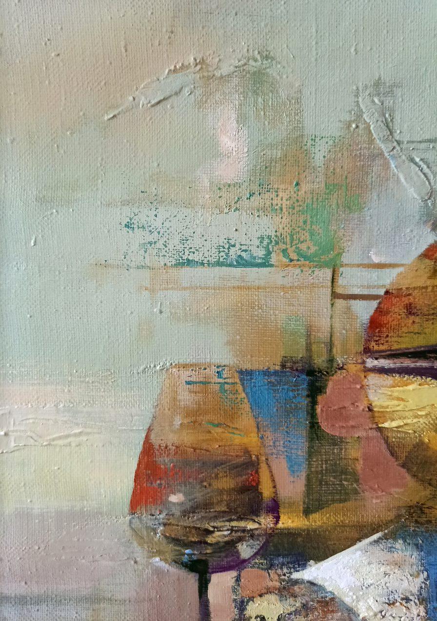 Composizione, Arte astratta, Pittura ad olio originale fatta a mano, pronta da appendere 2