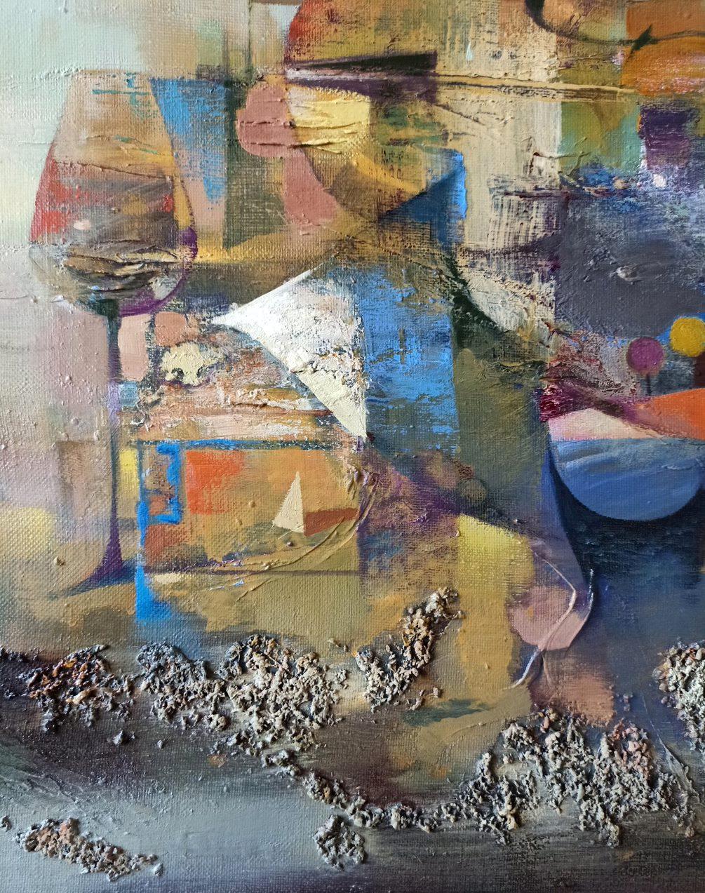 Composizione, Arte astratta, Pittura ad olio originale fatta a mano, pronta da appendere - Painting di Anatoly Tarabanov