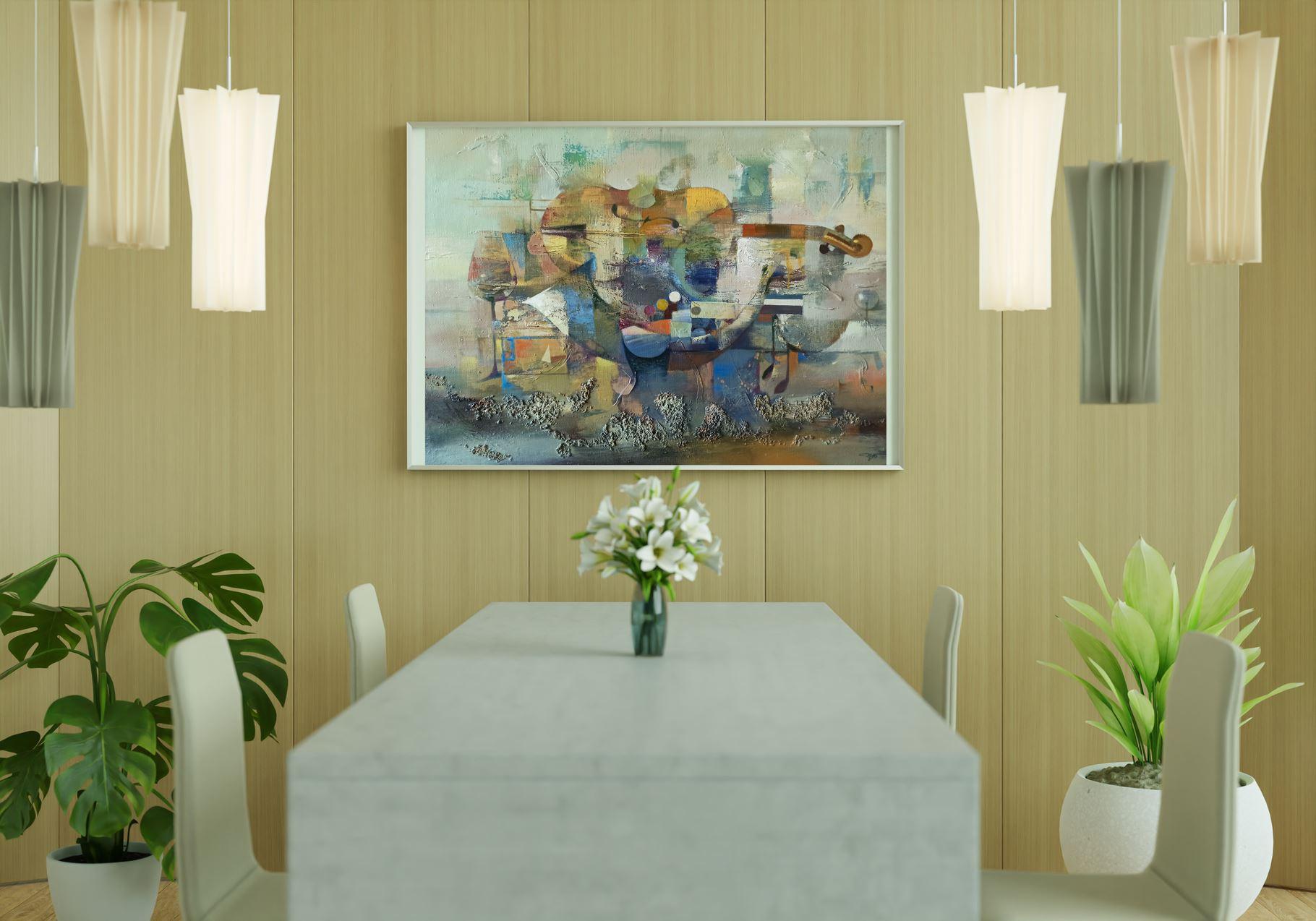 Composizione, Arte astratta, Pittura ad olio originale fatta a mano, pronta da appendere 3